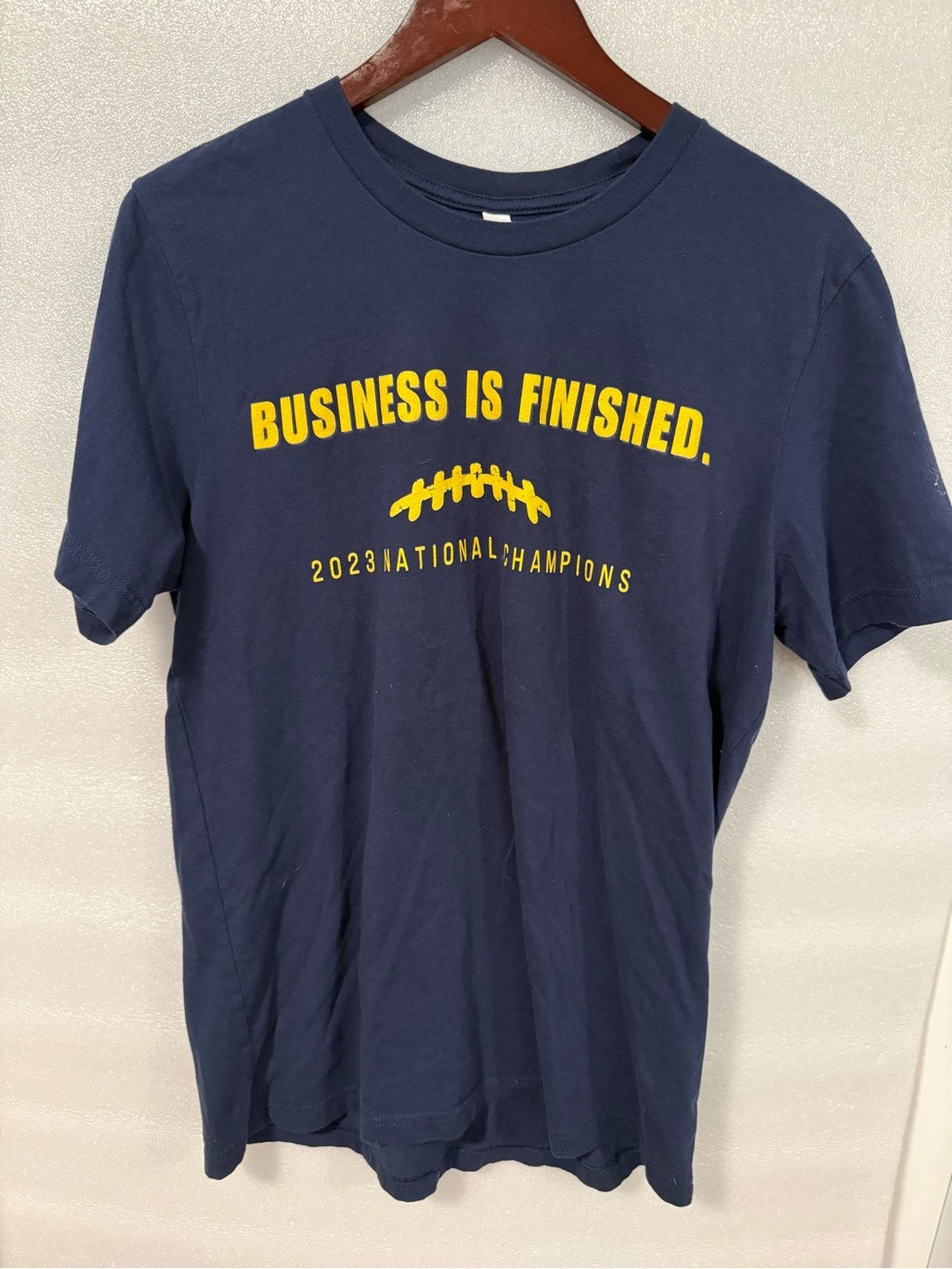 University of Michigan Navy "Business Is Finished" Graphic Tee - 2023 Champions